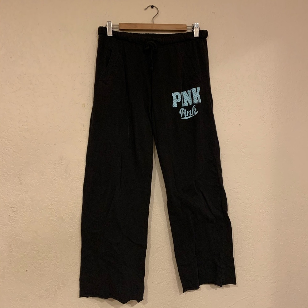 VS Pink Black Boyfriend Style Relaxed Sweatpants